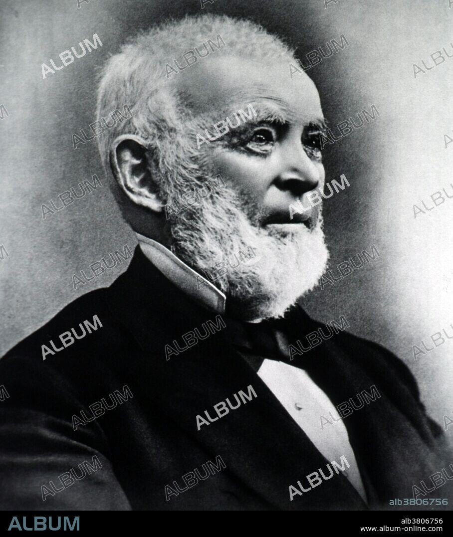 Edward Robinson Squibb (July 4, 1819 - October 25, 1900) was an American inventor and manufacturer of pharmaceutics who founded E. R. Squibb and Sons (Bristol-Myers Squibb). At age 26 he graduated from Jefferson Medical College in Pennsylvania. He became a ship's surgeon in the U.S. Navy, serving during the Mexican-American War. Disenchanted with the poor quality of medicines used on American military vessels he invented an improved method of distilling ether, an anesthetic. He gave away his distillation method, rather than patent it for profit. In 1858 he left the military and started his own pharmaceutics manufacturing business. His laboratory burned down three times, and in one of these instances an ether explosion left Squibb badly burned. In 1892 he created a partnership with his sons, Edward and Charles, the firm being known for generations afterwards as E. R. Squibb and Sons. He died in 1900, at the age of 79, from a ruptured blood vessel. No photographer credited, undated.