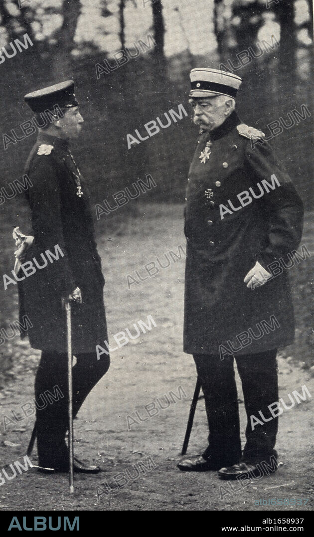 Otto Von Bismarck, or Otto Eduard Leoplold,Prince Von Bismarck, 1815-1898. Prussian statesman, German chancellor and Kaiser Wilhelm II, 1859-1941. Emperor of Germany and king of Prussia, 1888-1918.
