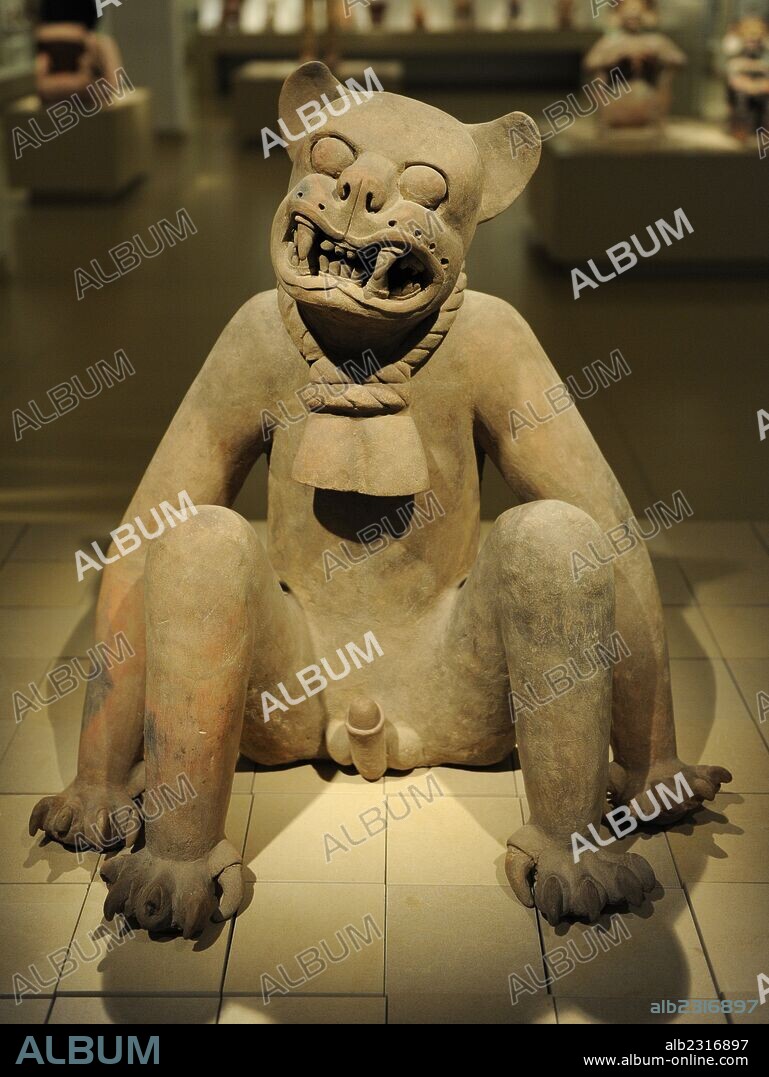 Classical Veracruz culture. Mexico. Shaped incense burner jaguar. Terracotta. 600-900. Israel Museum. Jerusalem.