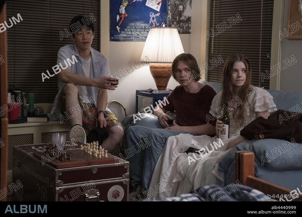 CHARLIE PLUMMER, JAY LEE and KRISTINE FROSETH in LOOKING FOR ALASKA, 2019, directed by JOSH SCHWARTZ. Copyright Fake Empire / Paramount Pictures / Watermark Pictures.