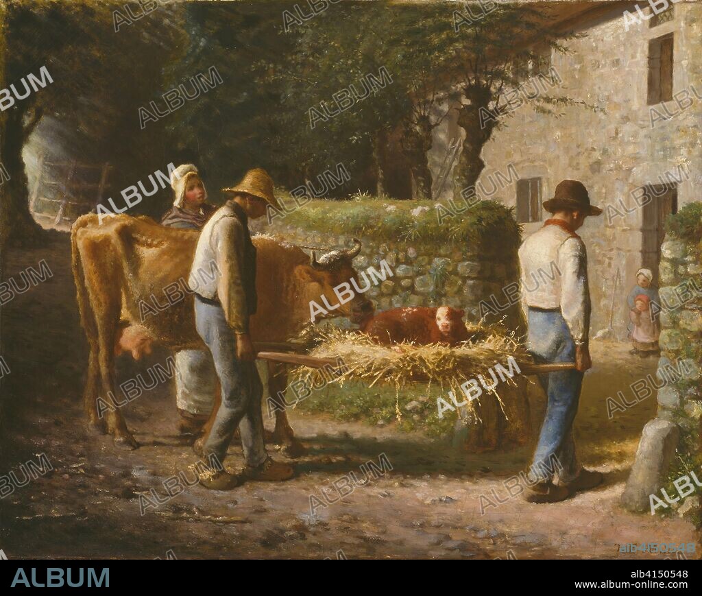 JEAN FRANCOIS MILLET. Peasants Bringing Home a Calf Born in the Fields. Jean-François Millet; French, 1814-1875. Date: 1864. Dimensions: 31 15/16 × 39 3/8 in. (81.1 × 100 cm). Oil on canvas. Origin: France.