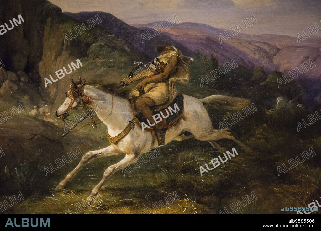 Soldado árabe herido, Vernet, Emile Jean Horace , 1845, óleo sobre tela, Museo Nacional de Bellas Artes (MNBA) ,Buenos Aires, republica Argentina, cono sur, South America.