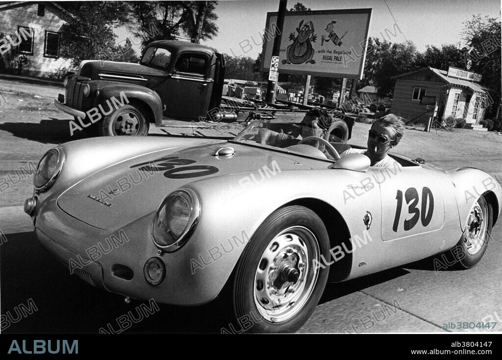 James Dean in his 1955 Porsche Spyder.
