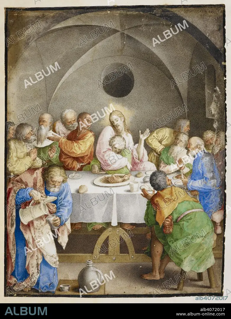 Miniature of the Last Supper, with Christ sitting at the Miniature of the Last Supper, with Christ sitting at the