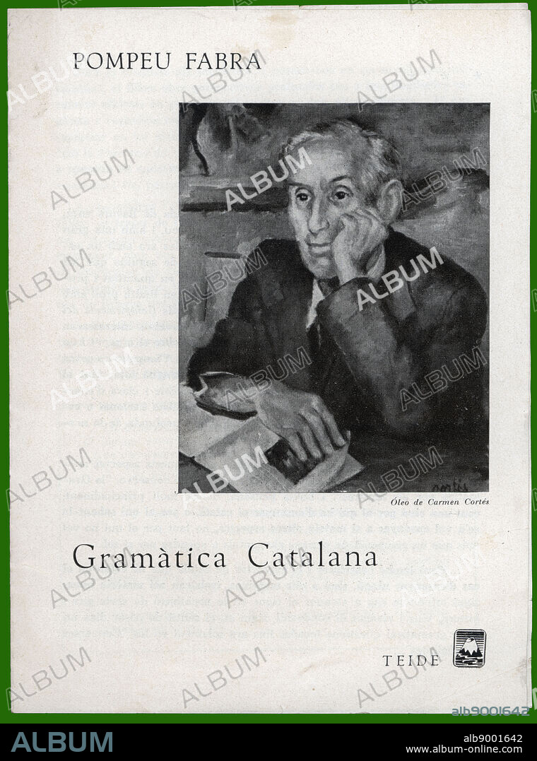 Catalunya. Portada del folleto de la gramática catalana de Pompeu Fabra. Editorial Teide, de Barcelona. Años 1950.