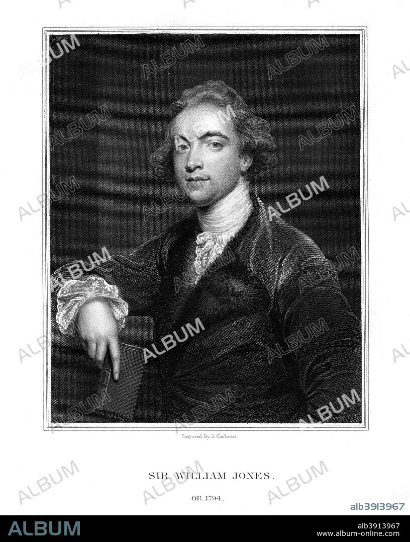 Sir William Jones, English orientalist, philologist and jurist, (1832). Jones (1746-1794) studied ancient India and is particularly known for his proposition of the existence of a relationship among Indo-European languages.