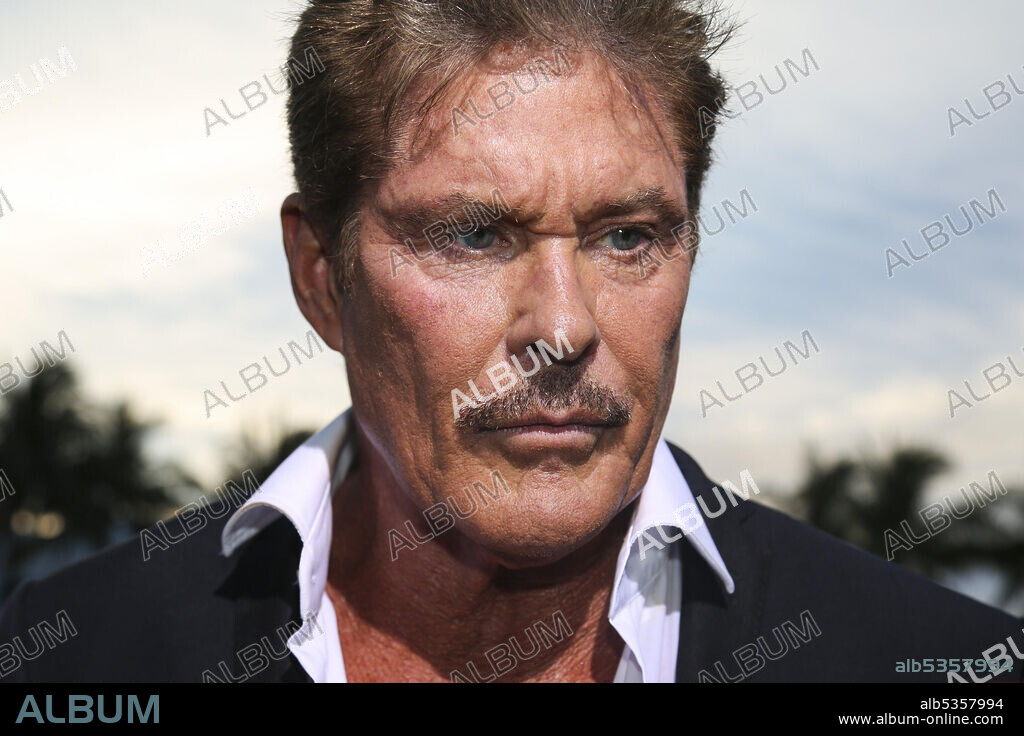 DAVID HASSELHOFF. May 13, 2017 - Miami Beach, FL, USA - David Hasselhoff talks to the press during the ''Baywatch'' movie world premiere's beach party and red carpet event on Saturday, May 13, 2017 in Miami Beach, Fla. (Credit Image: © Matias J. Ocner/TNS via ZUMA Wire).