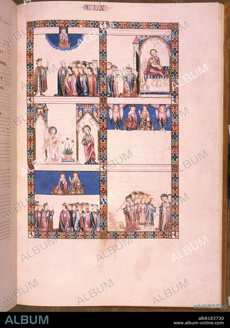 ALFONS X VON KASTILIEN DER WEISE. MTI1 - CANTIGA DE SANTA MARIA Nº 160 - F216R - LOOR A SANTA MARIA - SIGLO XIII.