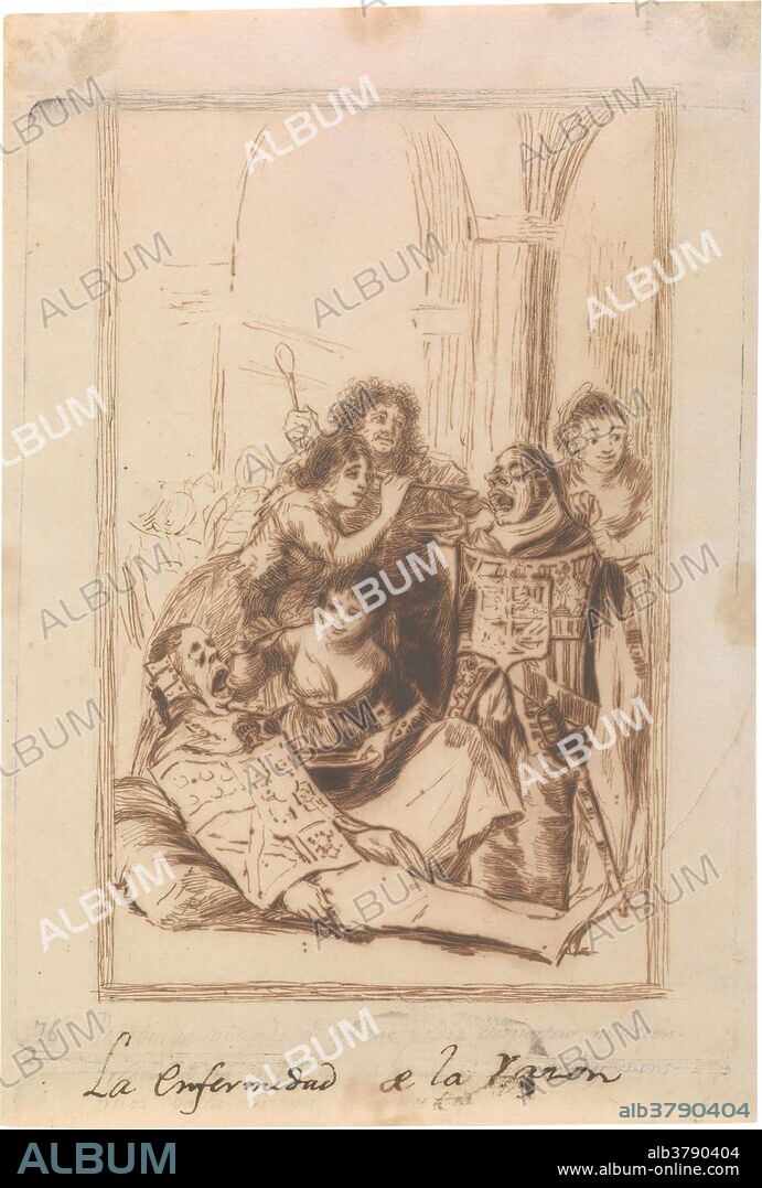 Francisco de Goya y Lucientes / 'Sueño ¿17?. La enfermedad de la razón'. 1796 - 1797. Lápiz negro, Pluma, Tinta ferrogálica sobre papel verjurado, agarbanzado, 235 x 161 mm.