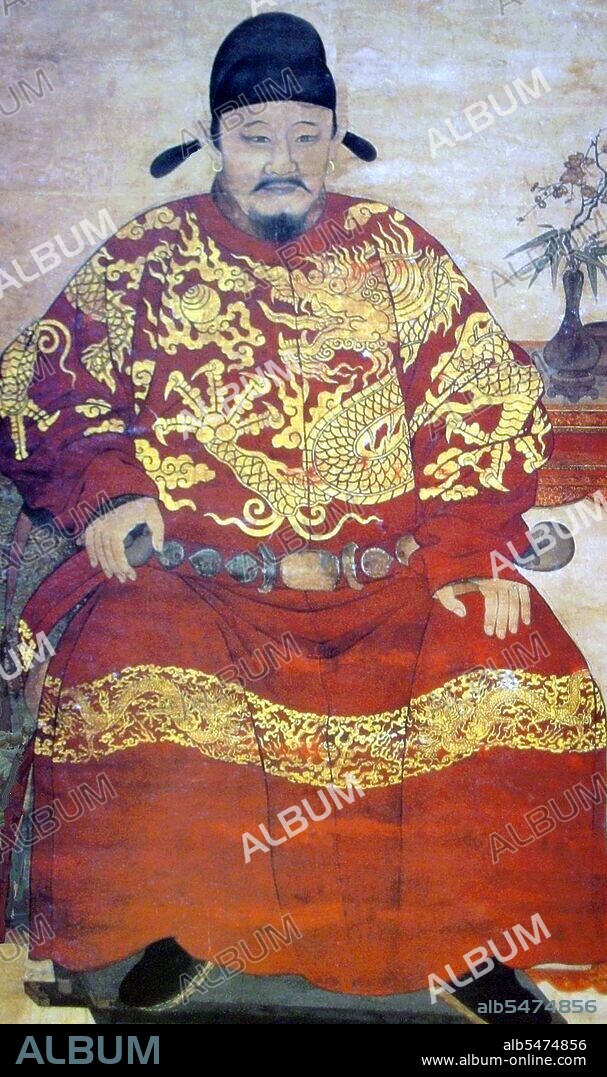 Portrait painting from 1360 showing the Chinese Muslim general Chang Yuchun of the Hui people. He was a follower of the Ming Dynasty's founder, Zhu Yuanzhang (Emperor Hongwu, r. 1368-1398) , and contributed greatly to the founding of the dynasty. Chang was famous for his bravery and formidable prowess in battle, which earned him the nickname of 'Chang Ten Thousand', because he was said to be as effective as a force of 10,000 men.