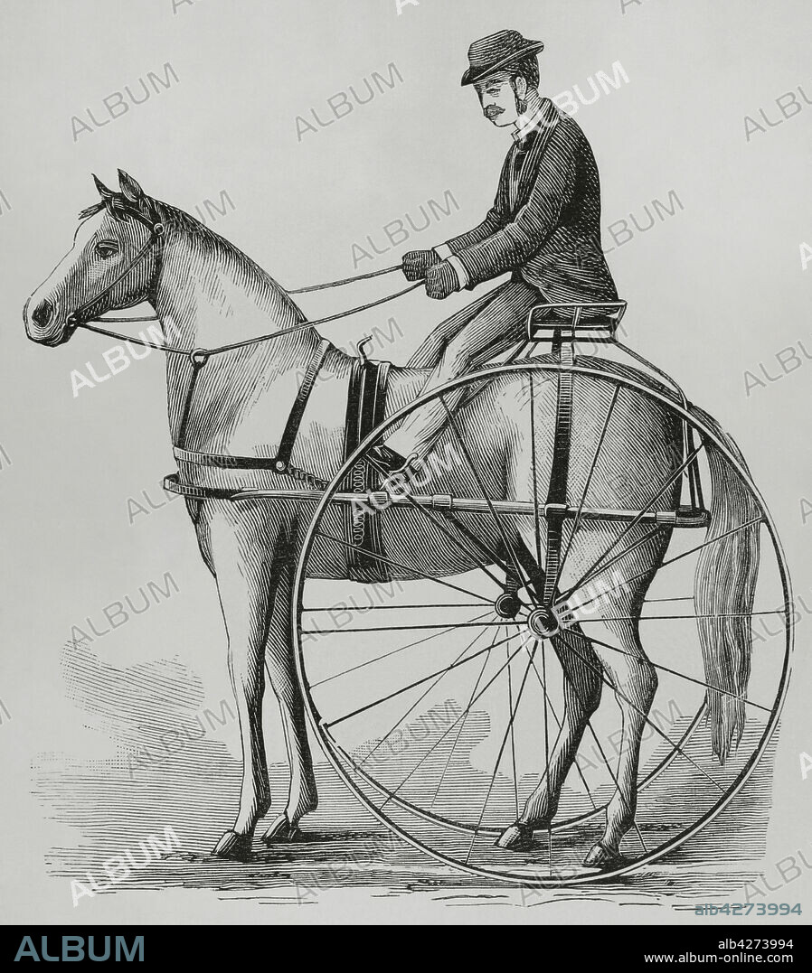 El "Veloz-Sulky". Nuevo sistema de locomoción, inventado por Stillman en New Jersey (Estados Unidos). Grabado. La Ilustración Española y Americana, 15 de enero de 1882.