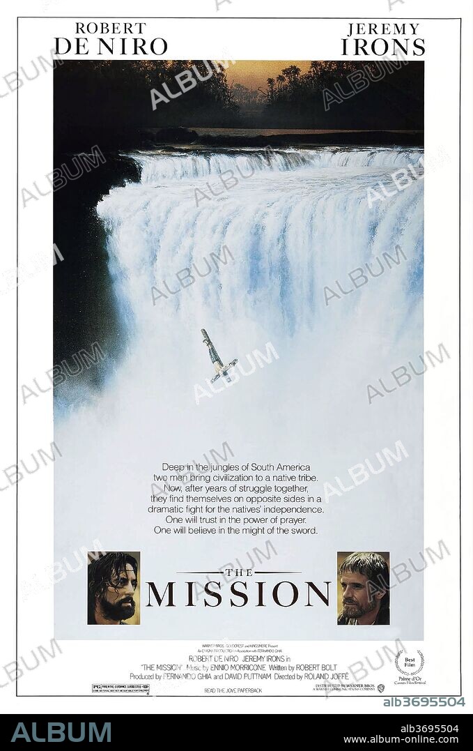Affiche de THE MISSION, 1986, réalisé par ROLAND JOFFE. Copyright WARNER BROTHERS.