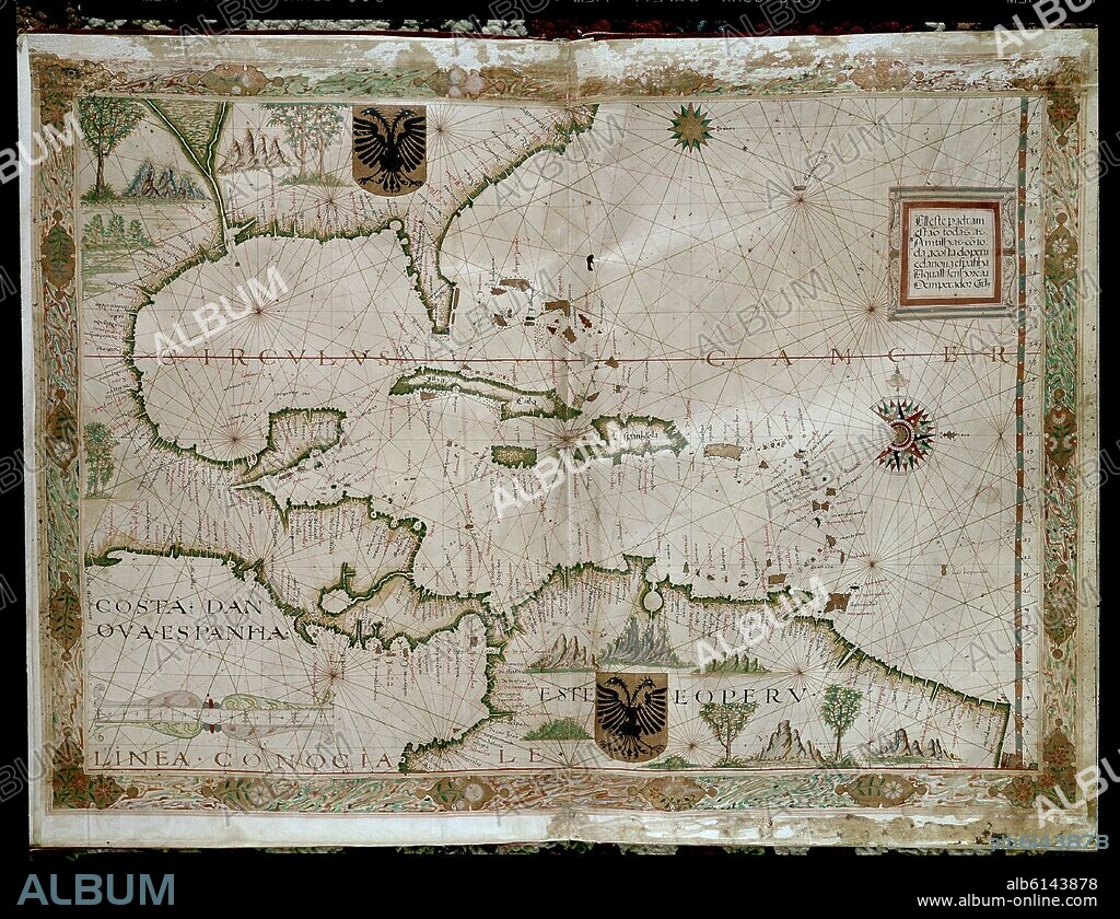 FERNAO VAZ DOURADO (1520-1580). ATLAS PORTULANO 1568 - GOLFO DE MEXICO.