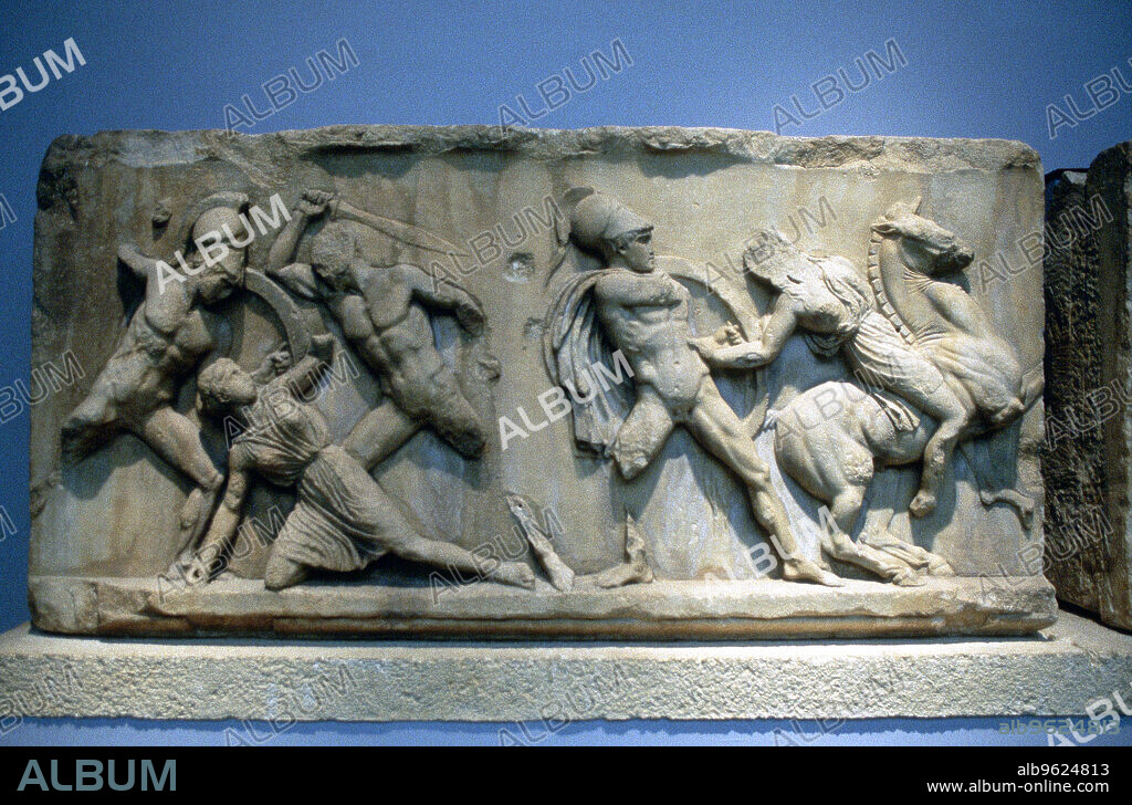 Relief depicting Greek soldiers fighting Amazons.