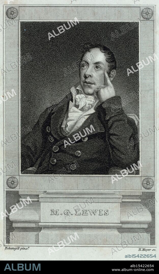 M.G. Lewis., 1809, Pickersgill, Henry William (1782-1875), Date Issued: 1809, Publisher: Mathews and Leigh, Lewis, M. G. (Matthew Gregory), 1775-1818, Stipple engravings, Engravings, Glimmering moonlight falls, Shadows dance upon the wall, Mystery abides.