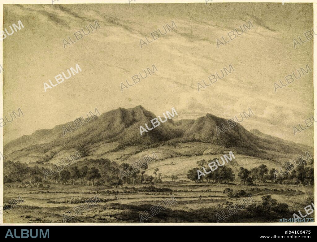 Javanese landscape. Draughtsman: Auguste Antoine Joseph Payen. Dating: 1820. Measurements: h 313 mm × w 441 mm.