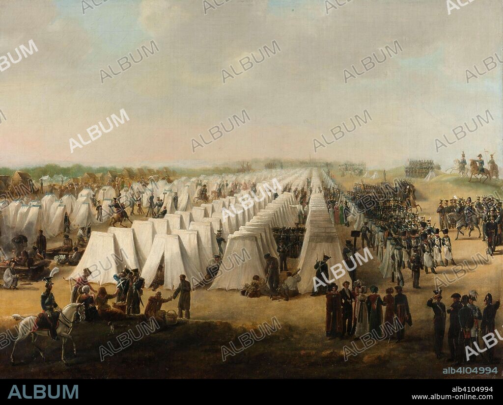 The Army Camp at Rijen. Het legerkamp te Rijen, in of na 1831. Dating: 1831 - 1835. Place: Netherlands. Measurements: h 60 cm × w 80 cm.