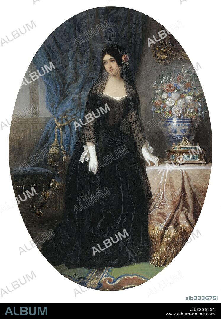 JEAN-CHARLES OLIVIER. Portrait of Marie Duplessis (1824-1847), La Dame aux Camélias.