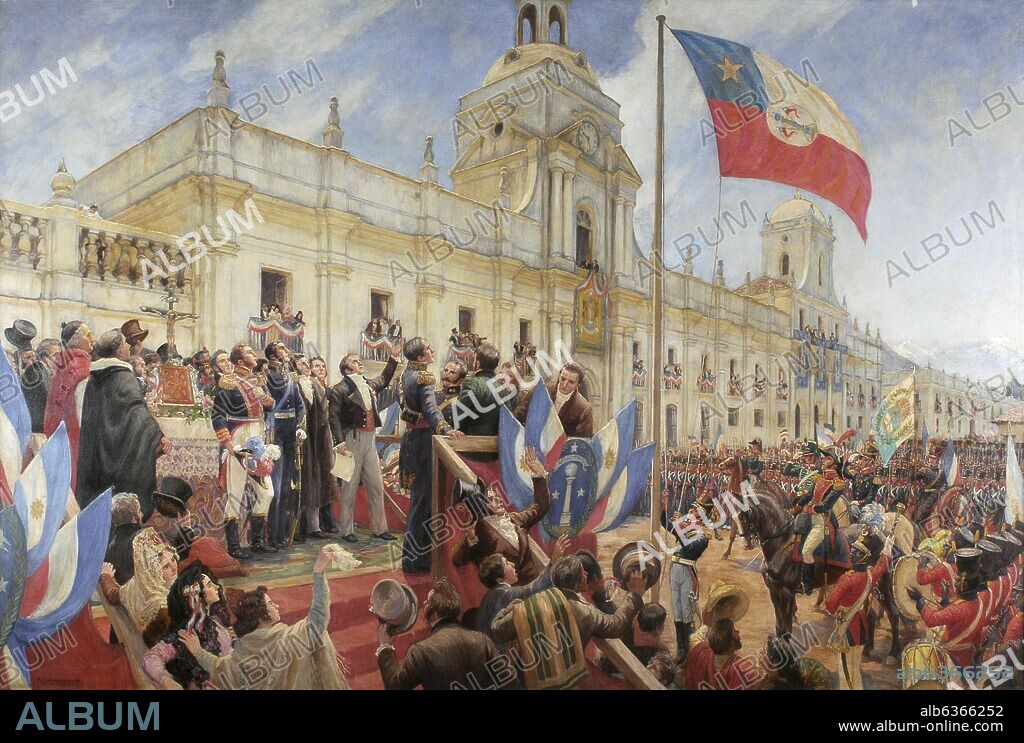 PEDRO SUBERCASEAUX (1880-1956). PROCLAMACION Y JURA DE LA INDEPENDENCIA DE CHILE EL 12 DE FEBRERO DE 1818, O/L 1945.