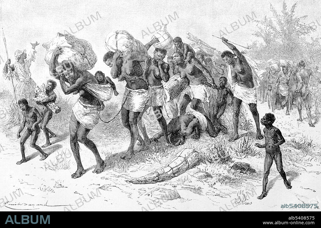 Slavery was common along the Upper Congo River, and in the second half of the 18th century the region became a major source of slaves for the Atlantic Slave Trade, when high slave prices on the coast made long-distance slave trading profitable. When the Atlantic trade came to an end, the prices of slaves dropped dramatically, and the regional slave trade grew, dominated by Bobangi traders. Africa Illustrated by William. R. Smith, 1889 cropped and cleaned).