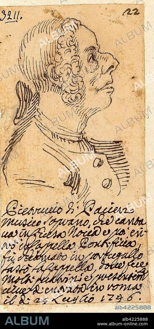 PIER LEONE GHEZZI. 'Caricature Head of a Snub-Nosed Man'. Italy, 1746. Dimensions: 9,7x4,9 cm.