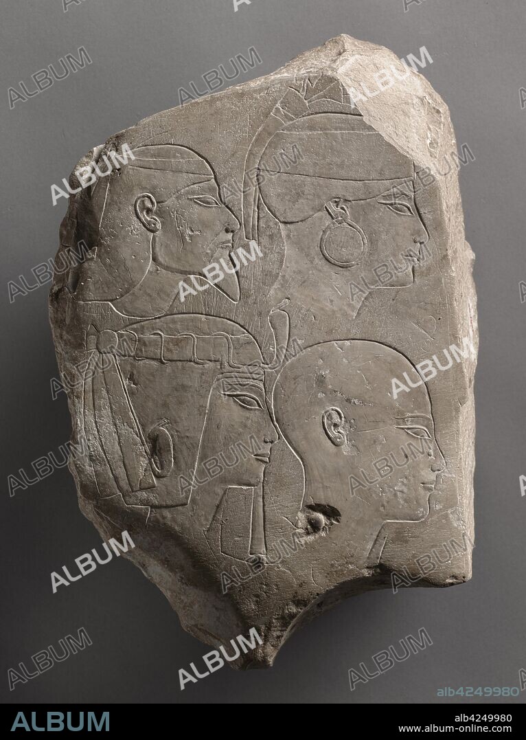 Trial Piece Worked on Both Sides, c. 1391-1353 BC. Egypt, probably Thebes, New Kingdom, Dynasty 18, reign of Amenhotep III. Limestone; overall: 34.4 x 24 x 7 cm (13 9/16 x 9 7/16 x 2 3/4 in.).