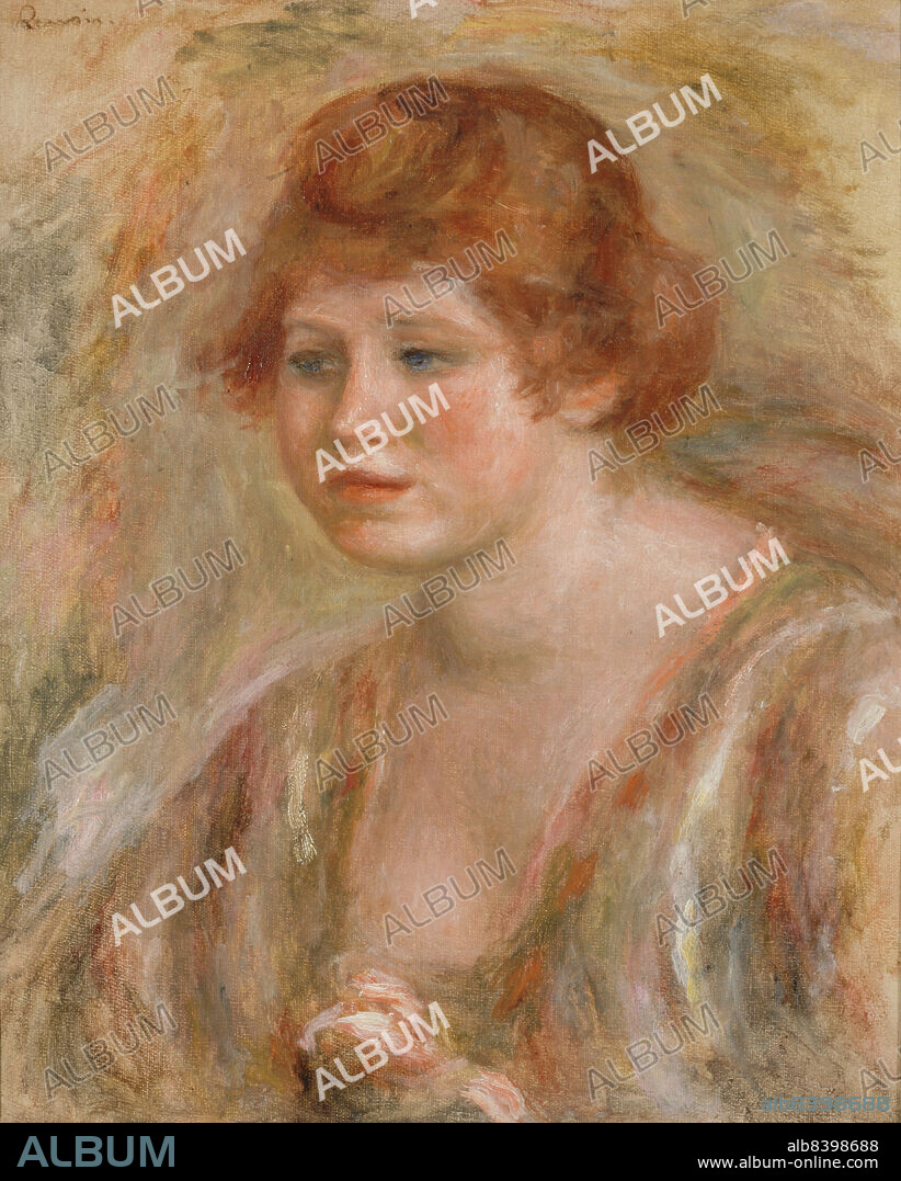 PIERRE-AUGUSTE RENOIR. Jeune femme à la rose, between 1918 and 1919. Young woman with rose. French actor Catherine Hessling (born Andrée-Madeleine Heuschling), married Jean Renoir, second son of the artist, in 1920.