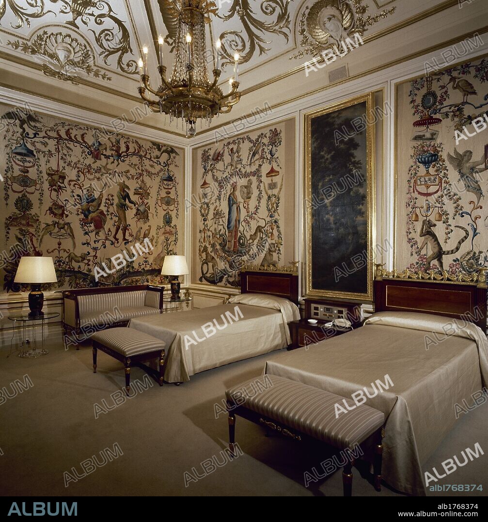 Spain. Madrid. Fuencarral-El Pardo. Royal Palace of Pardo. Charles III renovated the building in the 18th century, with architect Francesco Sabatini. Bedroom. Guest residence.