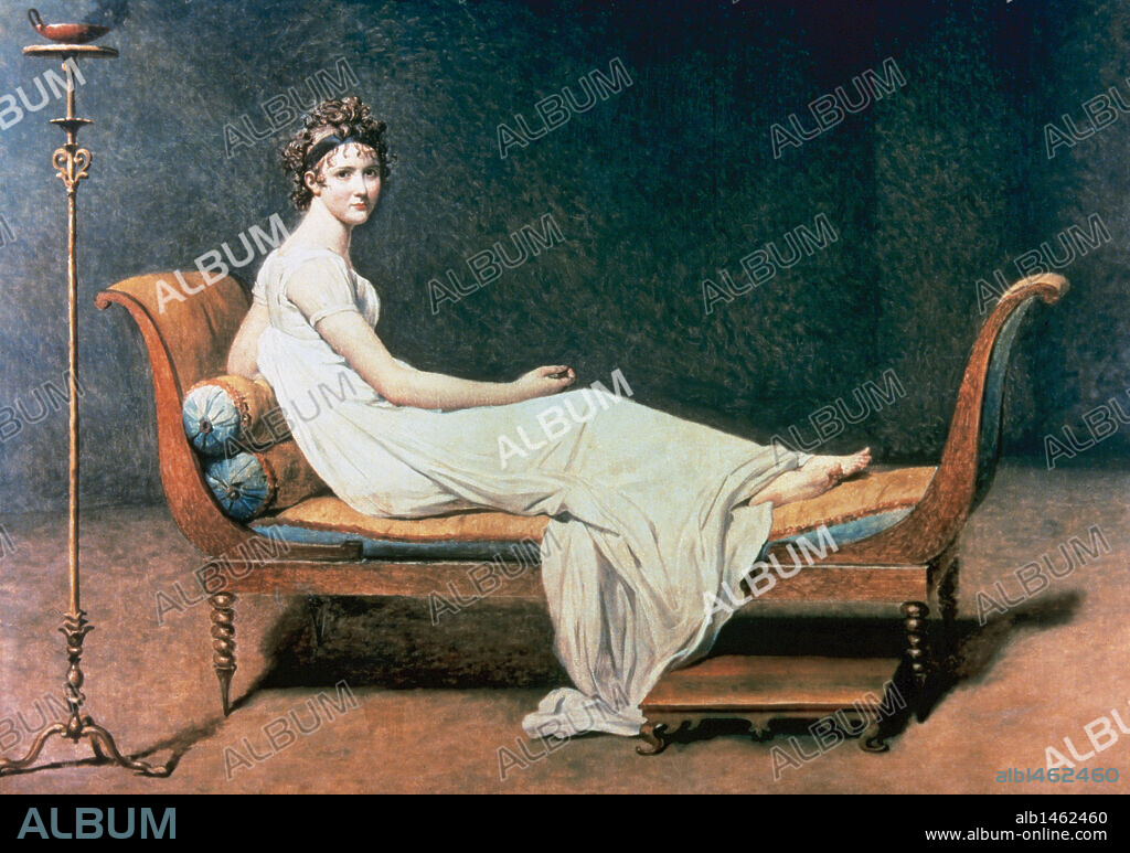 JACQUES LOUIS DAVID. ARTE S. XVIII. FRANCIA. DAVID, Jacques-Louis (París,1748-Bruselas,1825). Pintor francés, máximo representante de la pintura neoclásica francesa. "MADAME RECAMIER". Museo del Louvre. París.
