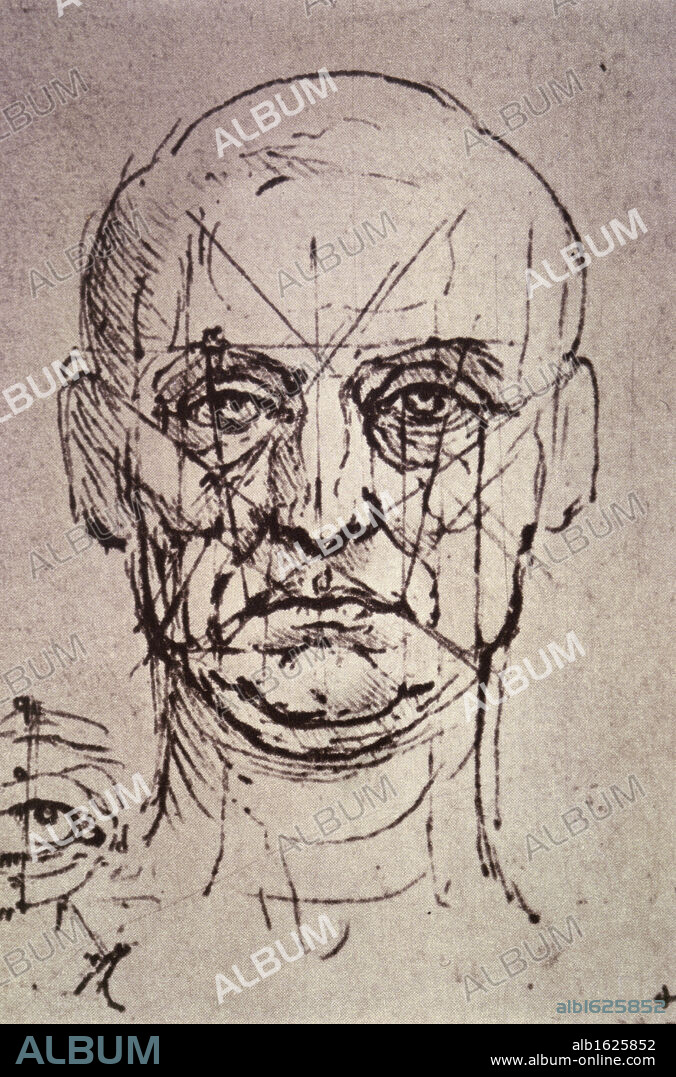 Proportions of the Face  Leonardo da Vinci (1452-1519/Italian)  Drawing  Biblioteca Reale, Turin.