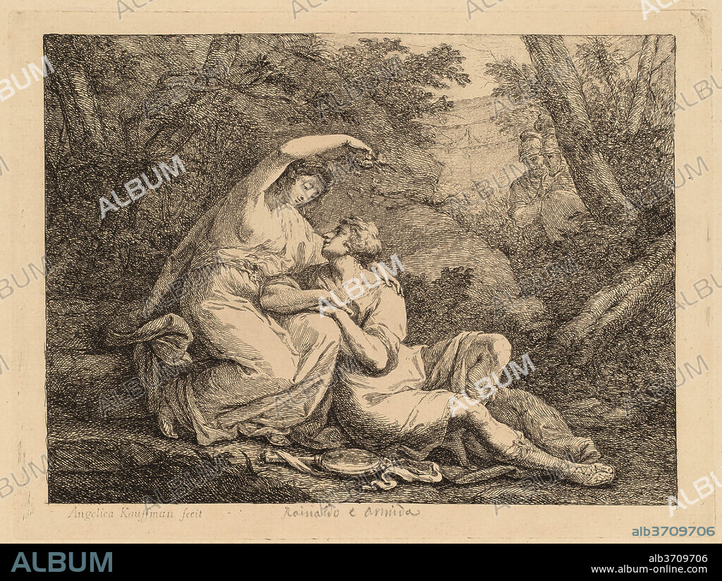 ANGELICA KAUFFMANN. Rinaldo and Armida. Medium: etching.