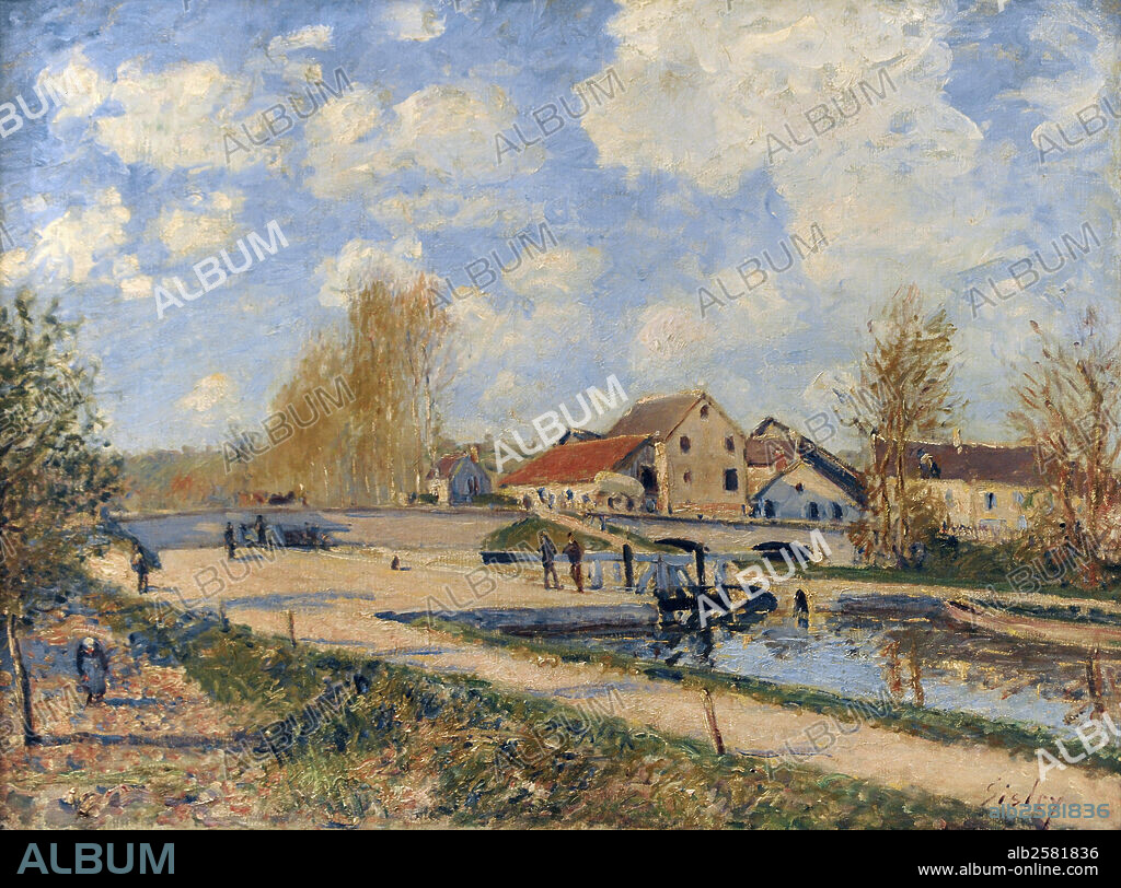 ARTE SIGLO XIX. FRANCIA. ALFRED SISLEY (París,1839-Moret-sur-Loing,1899). Pintor impresionista francobritánico, de padres ingleses. "El bloqueo de Bourgogne en Moret,1882". Galería Nacional de Praga. República Checa.