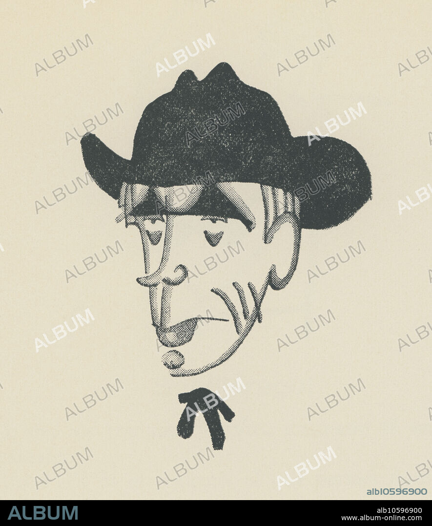 JAUME PASSARELL RIBÓ. Joan Colom Agustí (1879-1969), pintor, grabador y dibujante catalán. Caricatura de Jaume Passarell. Año 1930.