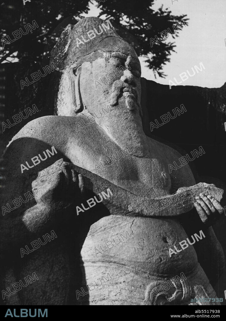 The "Buried Cities" Of Ceylon - King Parakrama (A.D.1164) turns his face away from Polonnaruwa the city he rebuilt end ruled, to seek consolation in the book of law, written on palm leaves, which he holds in his ageing hinds. July 18, 1942. (Photo by Paul Popper).