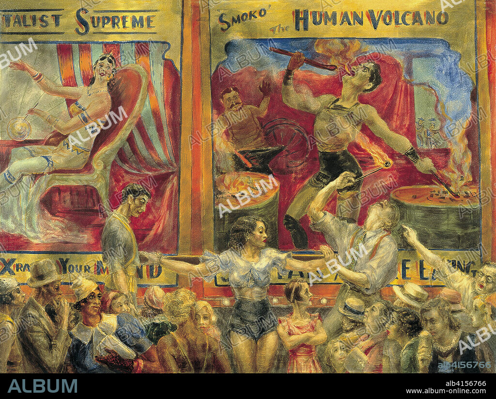Reginald Marsh (París, 1898-Dorset, 1954). Smoko. El volcán humano (1933). Acuarela sobre masonite. 91,4 x 122 cm.