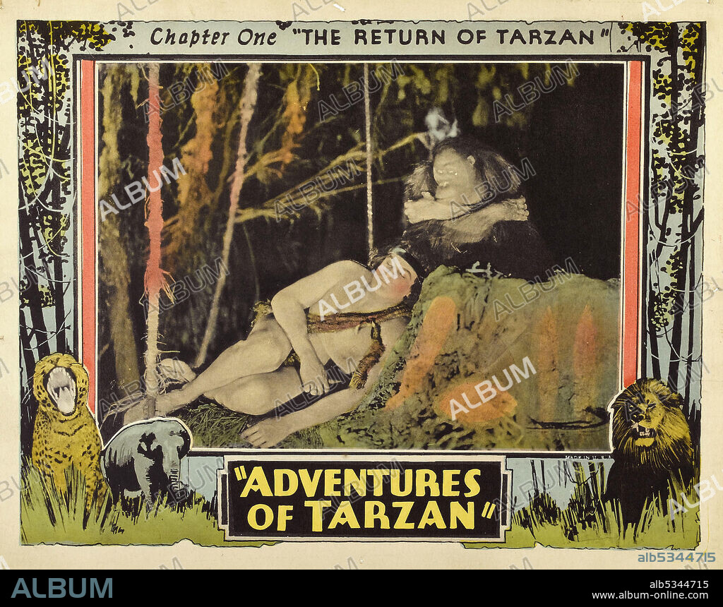 ELMO LINCOLN dans ADVENTURES OF TARZAN, 1921, réalisé par ROBERT F. HILL et SCOTT SIDNEY. Copyright Weiss Brothers Artclass Pictures.