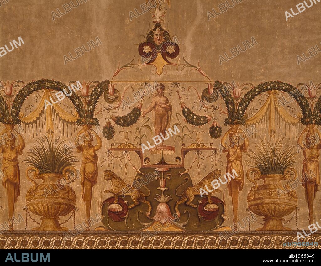 Decorative fresco on the ceiling of the Chimney Room, Marfisa d'Este's Palace, Ferrara, Emilia-Romagna. Italy, 16th century.