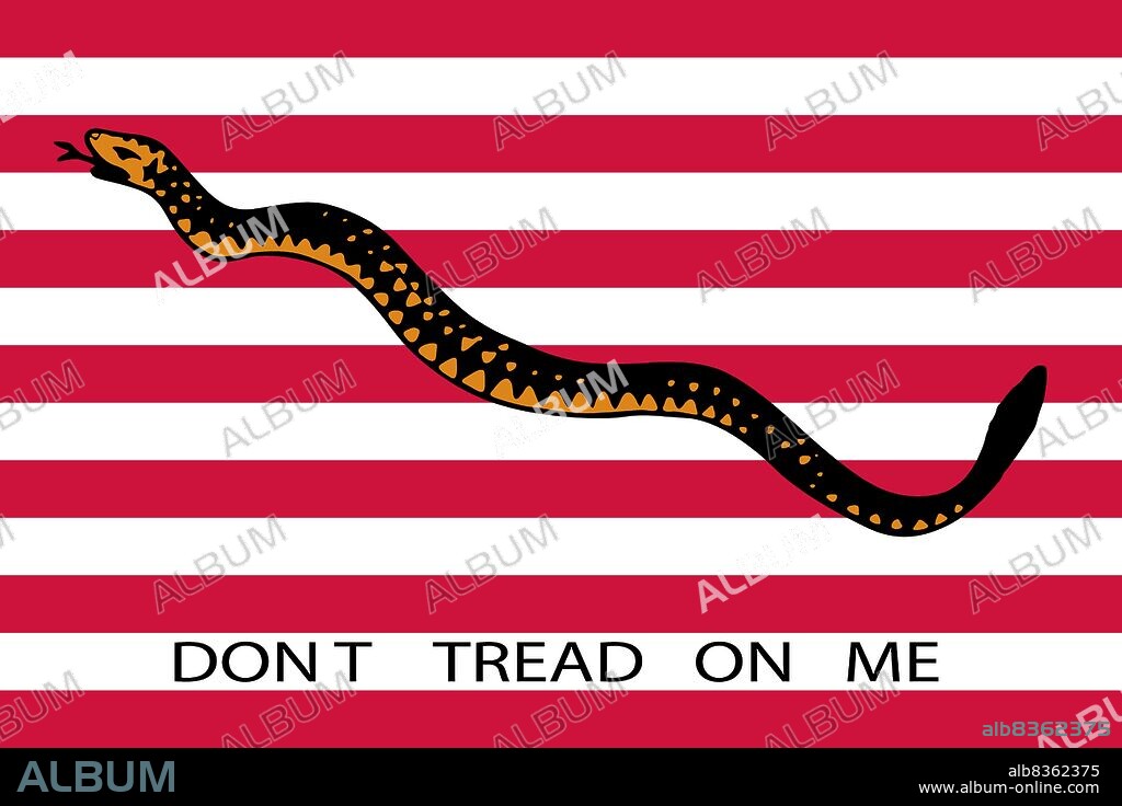 1st Navy Jack, 1776 (Rattlesnake and 13 stripes). "Don't Tread On Me".