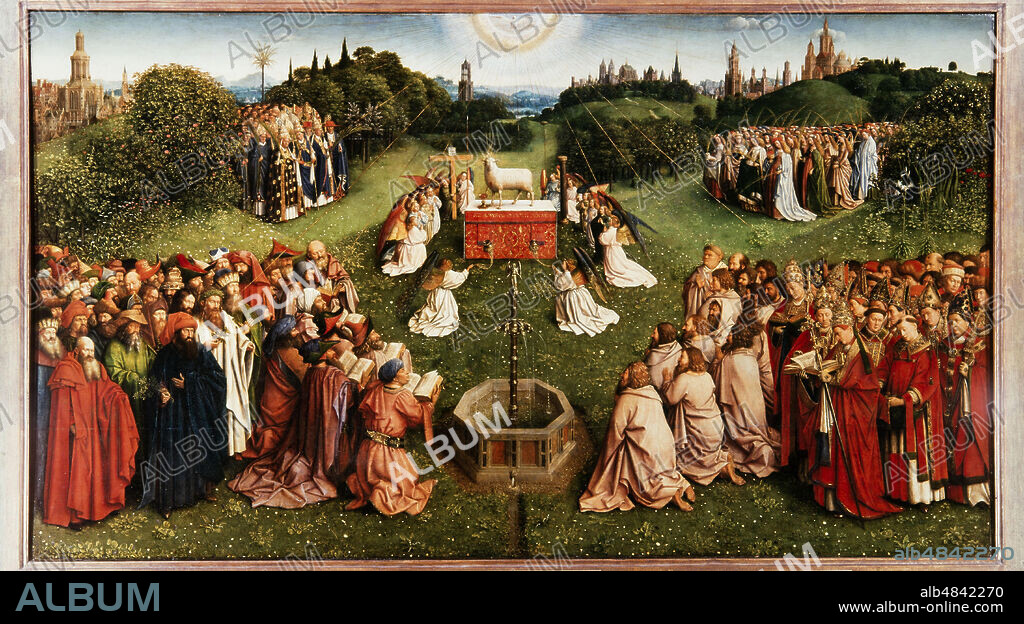 JAN VAN EYCK. The Ghent Altarpiece. Adoration of the Mystic Lamb.