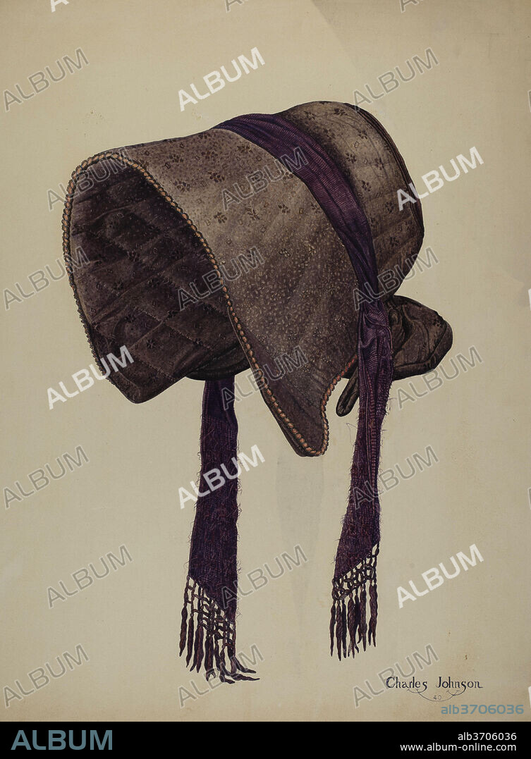 CHARLES JOHNSON. Coal Scuttle Bonnet. Dated: 1940. Dimensions: overall: 54.5 x 41 cm (21 7/16 x 16 1/8 in.). Medium: watercolor, graphite, and pen and ink on paperboard.
