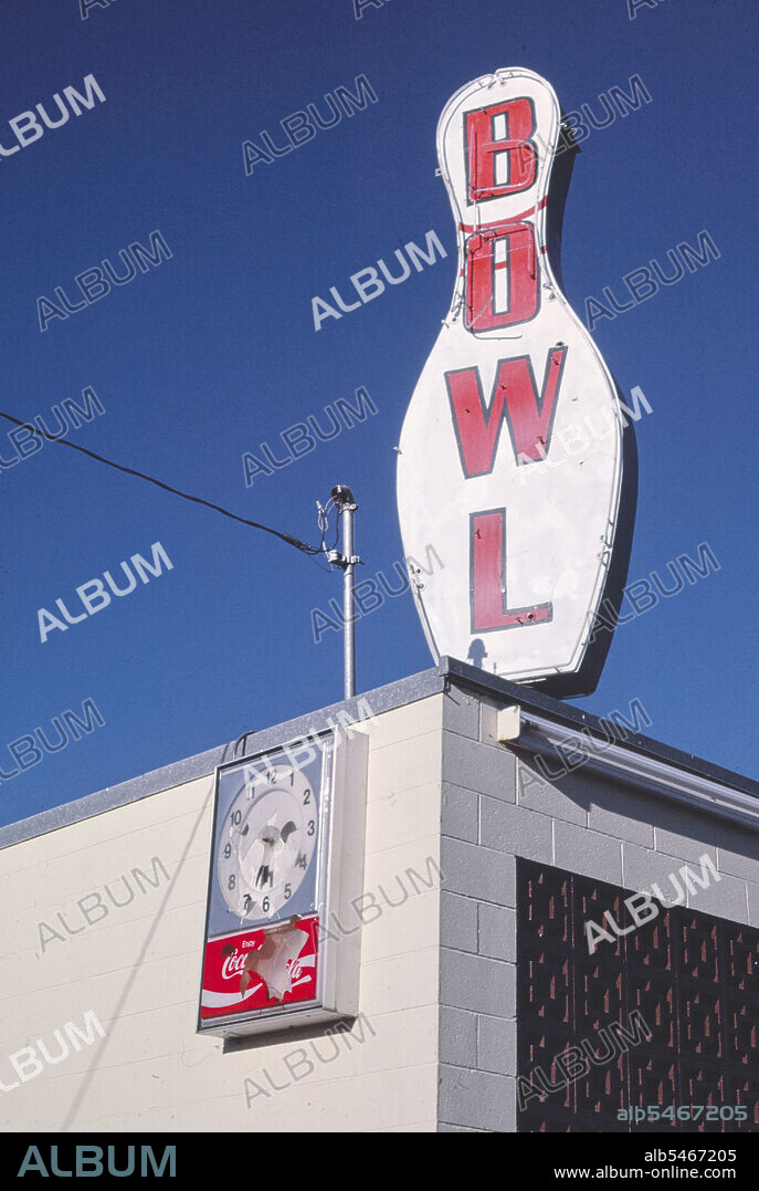1980s United States -  Liberty Lanes Bowling sign, Broadway and Russell, Missoula, Montana 1987.