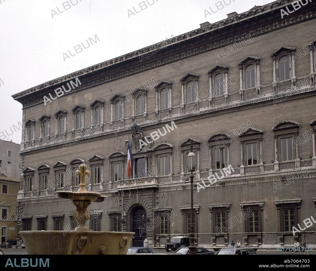 ANTONIO DA SANGALLO (1484-1546). FACHADA DEL PALACIO FARNESE - SIGLO XVI - RENACIMIENTO ITALIANO.