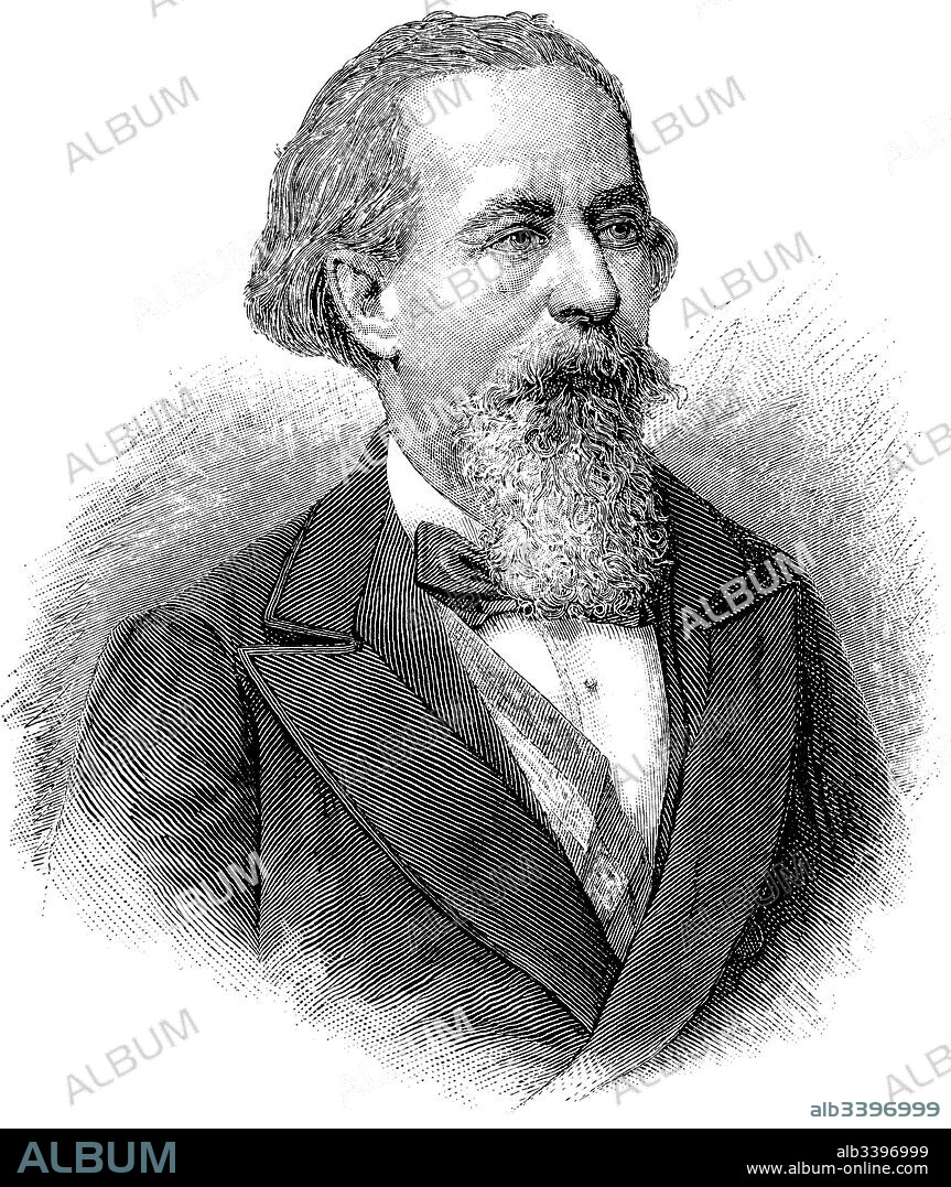 José Zorrilla Moral (1817-1893), poeta y escritor español. Grabado de 1889.