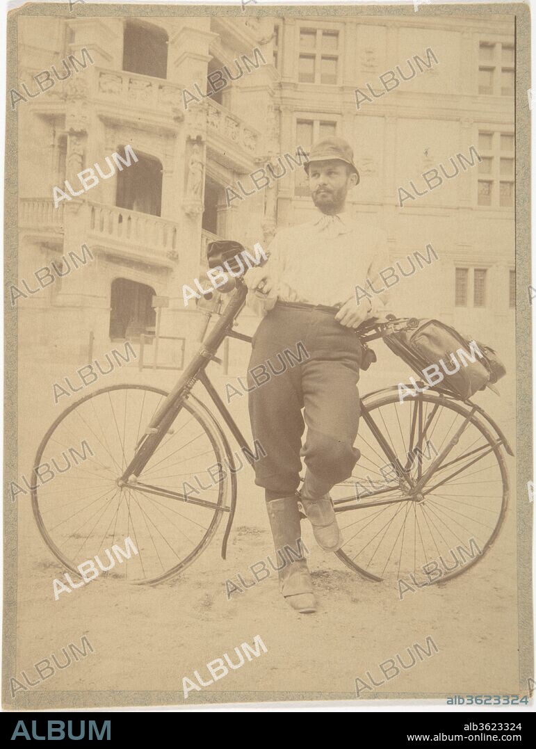 Ernest Flagg, with Bicycle, in front of the Château de Blois. Artist: Ernest Flagg (American, Brooklyn, New York 1857-1947). Dimensions: sheet: 6 1/2 x 4 13/16 in. (16.5 x 12.2 cm). Date: ca. 1890.