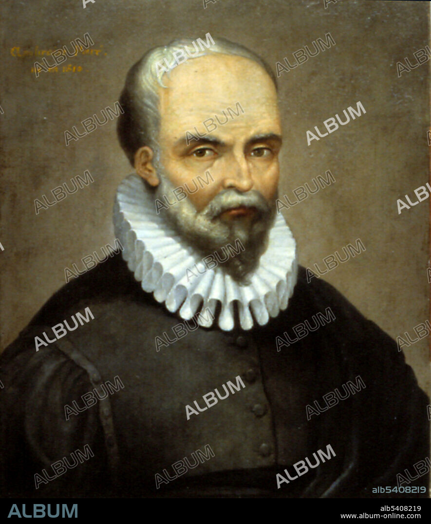An oil painting of Ambroise Paré (c. 1510-1590), a French barber surgeon for kings Henry II, Francis II, Charles IX, and Henry III. Considered one of the fathers of surgery and forensic pathology, he pioneered many surgical techniques and treatments in battlefield surgery.