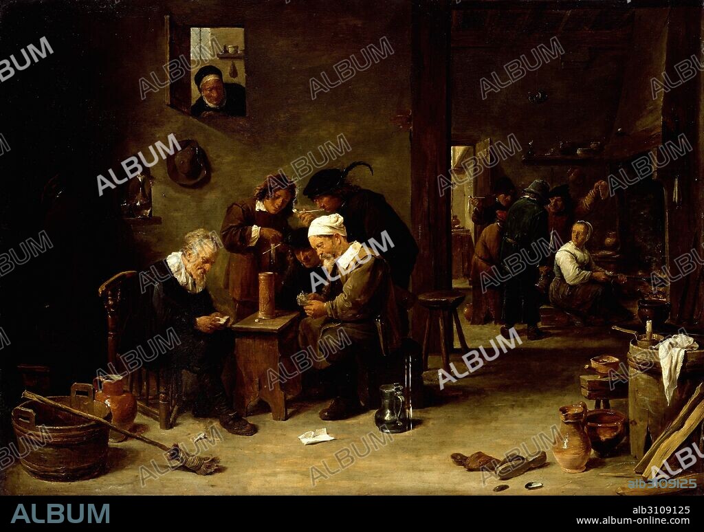 DAVID TENIERS II. Jugadores de cartas y fumadores.