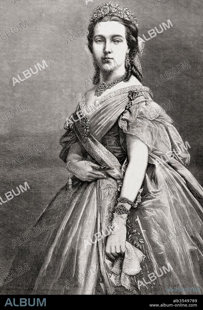 Marie Henriette of Austria, 1836 – 1902. Queen consort of the Belgians as the wife of King Leopold II of Belgium. From L'Univers Illustre, published 1866.