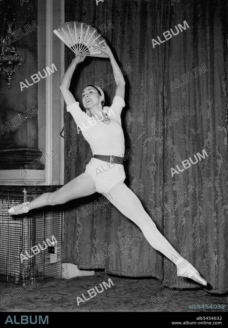 Margot Fonteyn Rehearse For Return -- Leaping back into ballet with zest is prima ballerina Margot Fonteyn, pictured as the rehearsed at the Royal Opera House, Covent Carden, London, to-day (Thursday) for her return to dancing.Miss Fonteyn, who fall ill with diphtheria in October, will make her public reappearance in  'Apparitions' - with the Sadler's Wells Ballet - at Covent Garden next Wednesday (March 18).Miss Fonteyn was to have returned to dancing on February 20, but her convalescence was not at that time sufficiently complete. March 12, 1953. (Photo by Reuterphoto).