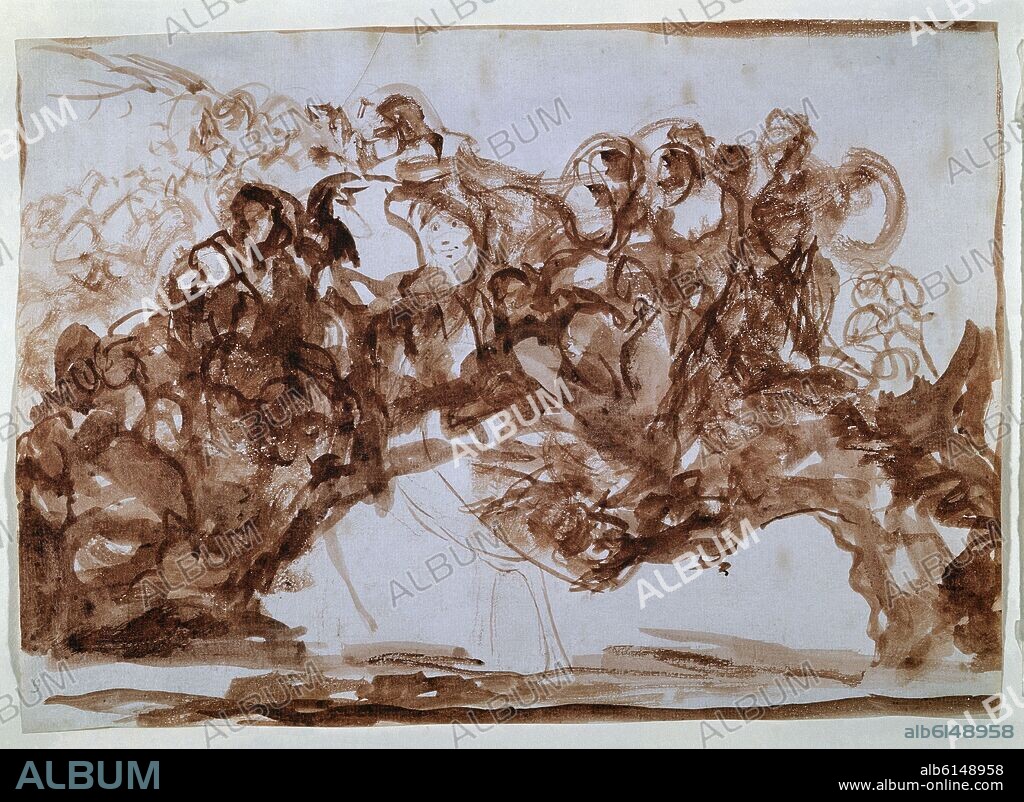 FRANCISCO DE GOYA. LOS DISPARATES O LOS PROVERBIOS (1815-1823) - DIBUJO PREPARATORIO PARA EL DISPARATE 3 - DISPARATE RIDICULO - SIGLO XIX.