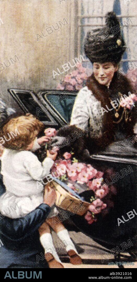 Alexandra Rose Day, c1935. Alexandra Rose Day is a charitable fund-raising event held in the United Kingdom since 1912. It was first launched on the 50th anniversary of the arrival of Queen Alexandra, the consort of King Edward VII, from her native Denmark.